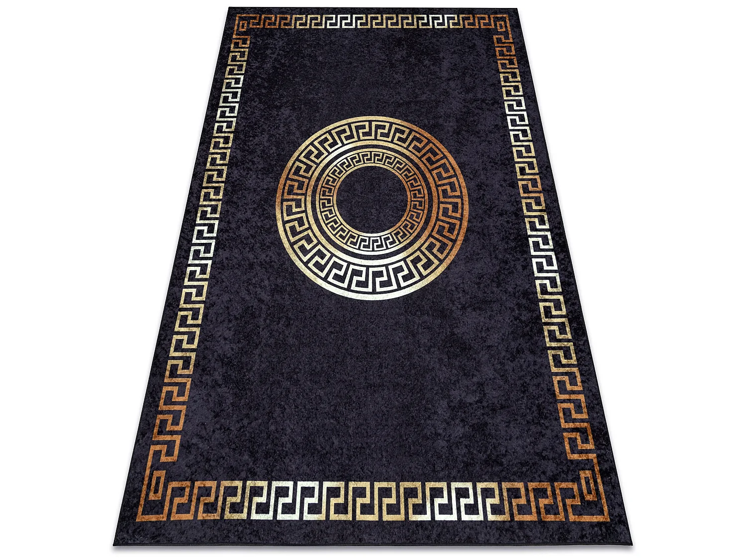 MIRO 51517.805 Tapete Armação, grego antiderrapante - preto / ouro 140x190 cm