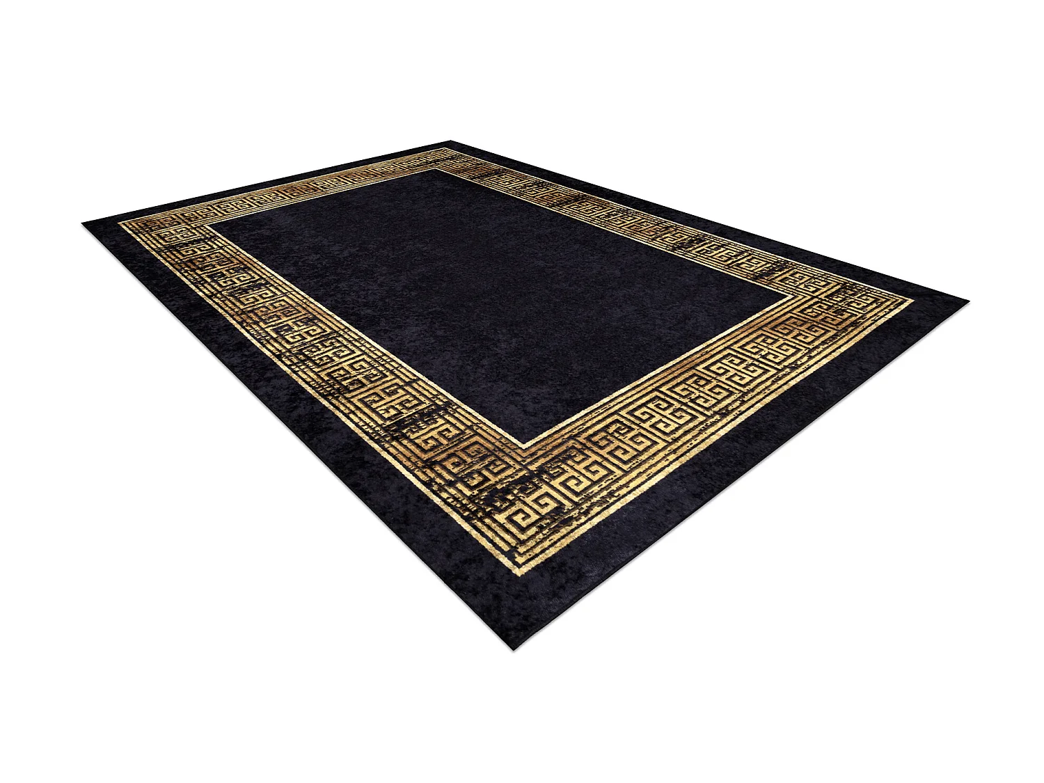 MIRO 51223.806 tapijt wasbaar Kader, grieks antislip - zwart / goud 200x290 cm