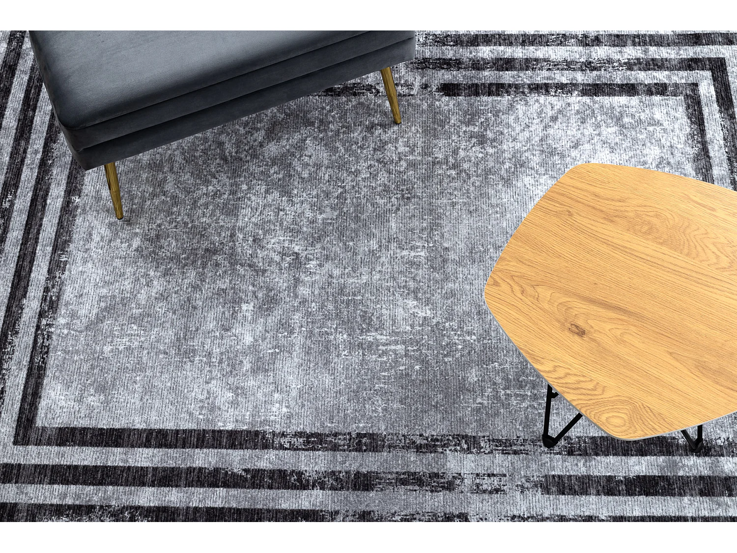 MIRO 51325.805 tapijt wasbaar geometrisch, kleur antislip - grijs 80x150 cm