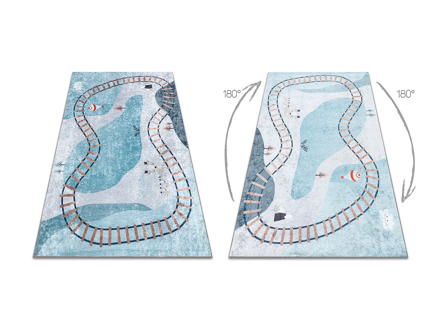 Tapis lavable JUNIOR 52243.801 Voies ferrées pour les enfants antidé 120x170 cm