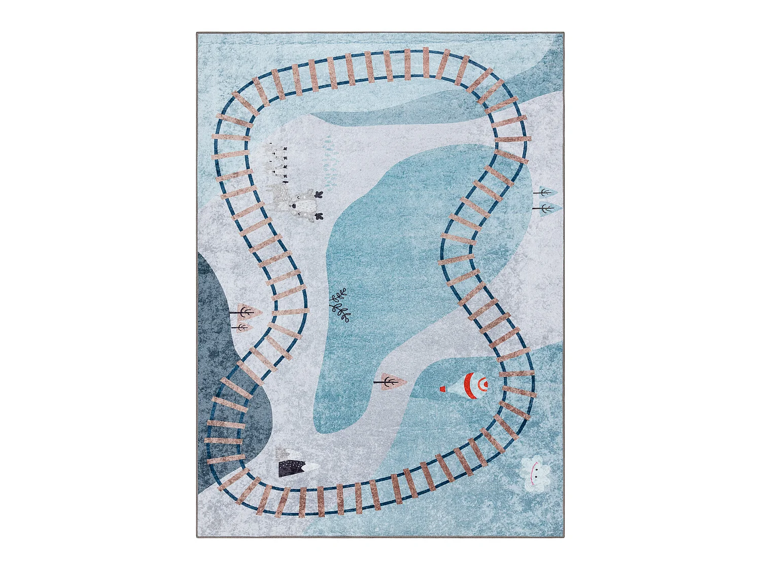 Tapis lavable JUNIOR 52243.801 Voies ferrées pour les enfants antidé 120x170 cm