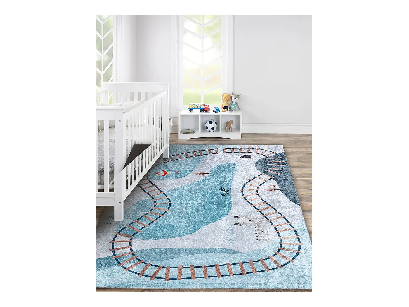 Tapis lavable JUNIOR 52243.801 Voies ferrées pour les enfants antidé 120x170 cm