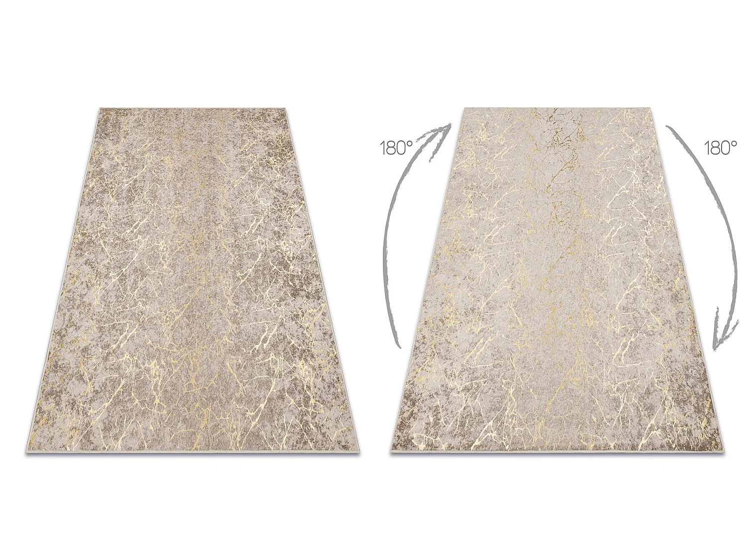 MIRO 11111.2104 tapijt wasbaar marmer, glamour antislip - beige / goud 200x290 cm