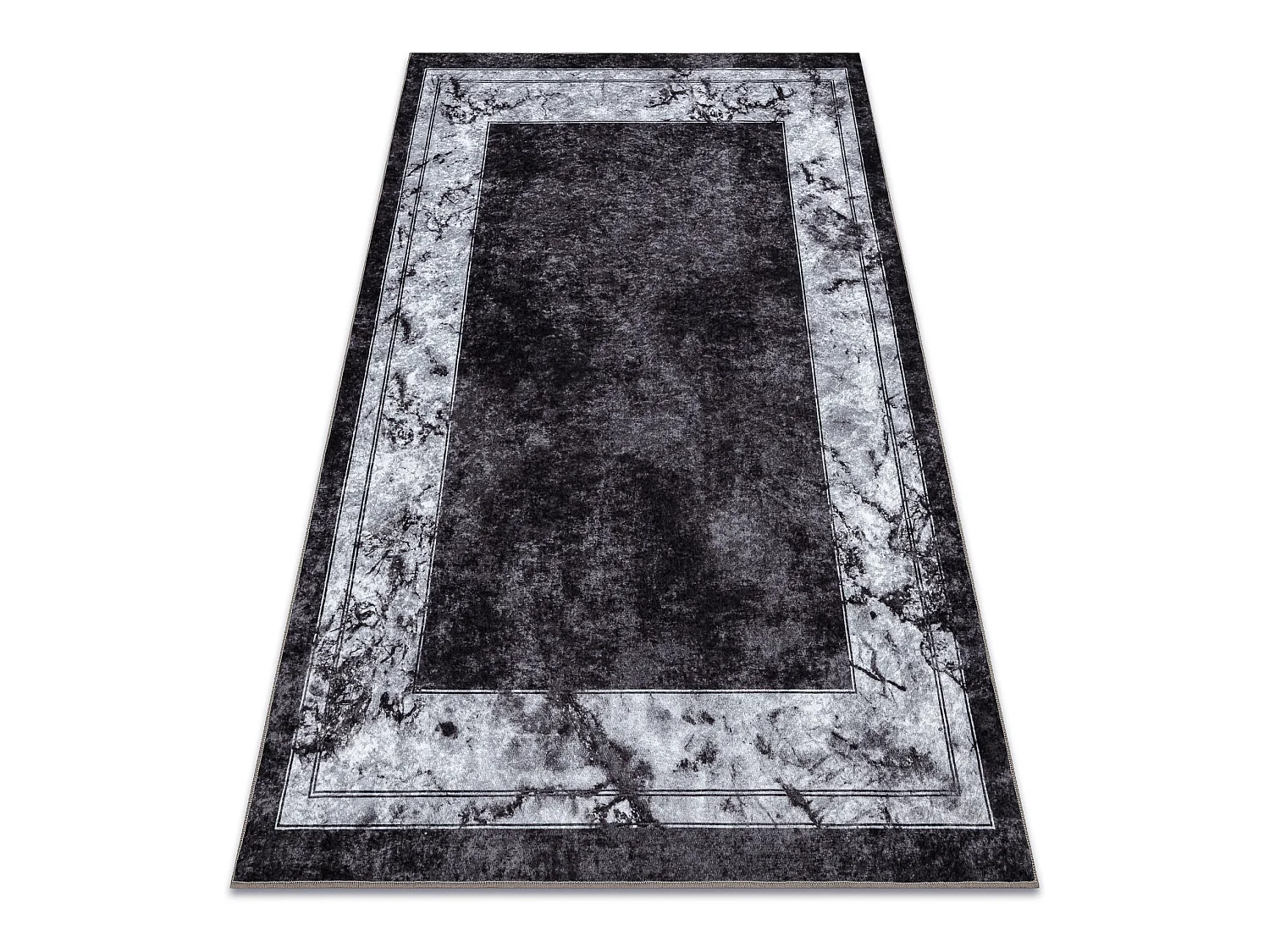 Tapis lavable MIRO 51813.805 Cadre, marbre antidérapant - crème / gr 200x290 cm