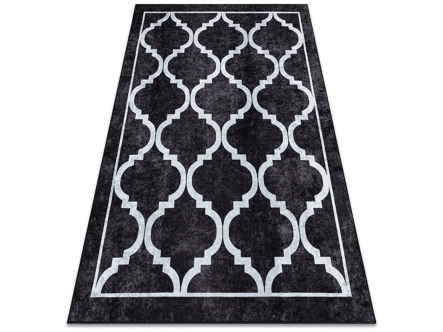 MIRO 51639.806 tapijt wasbaar Trellis geruite antislip - zwart 120x170 cm