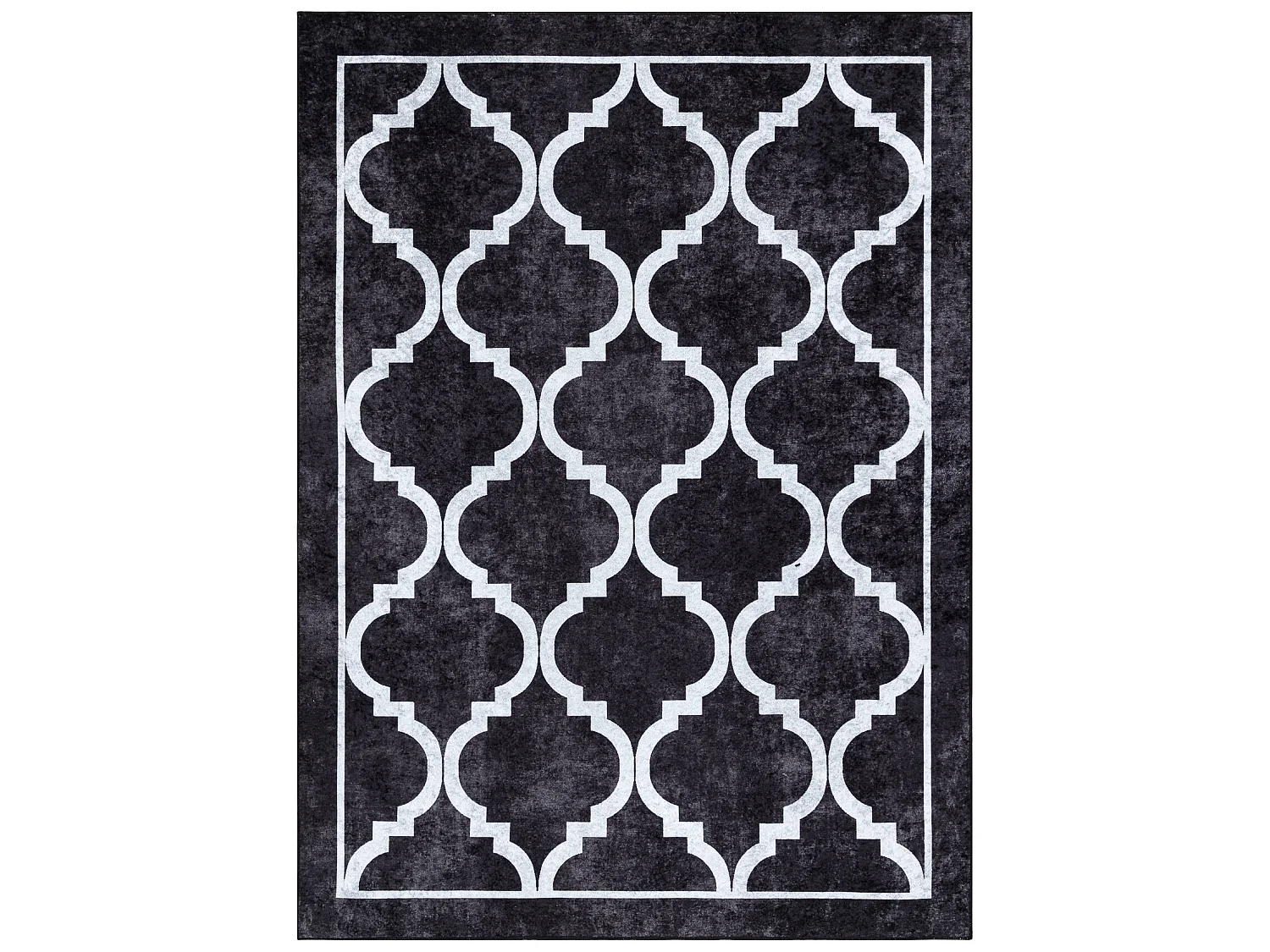 MIRO 51639.806 tapijt wasbaar Trellis geruite antislip - zwart 120x170 cm