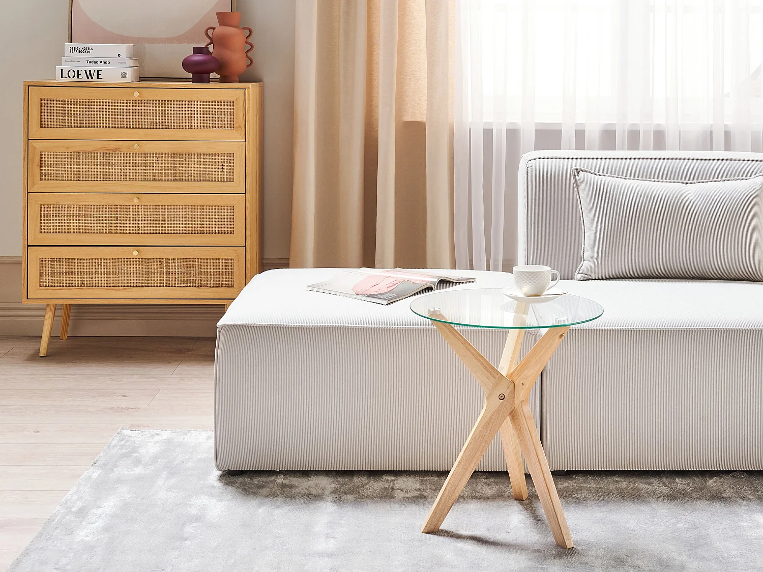 Table d'appoint VALLEY Verre de sécurité Marron clair