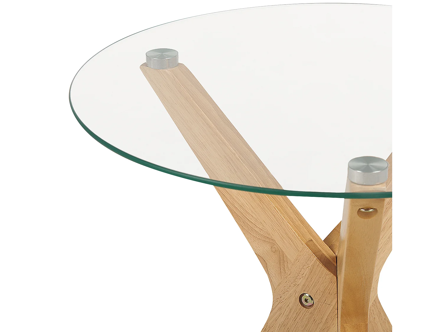 Beistelltisch Glas trasparent mit Holzbeinen hellbraun rund ø45 cm modern Valley