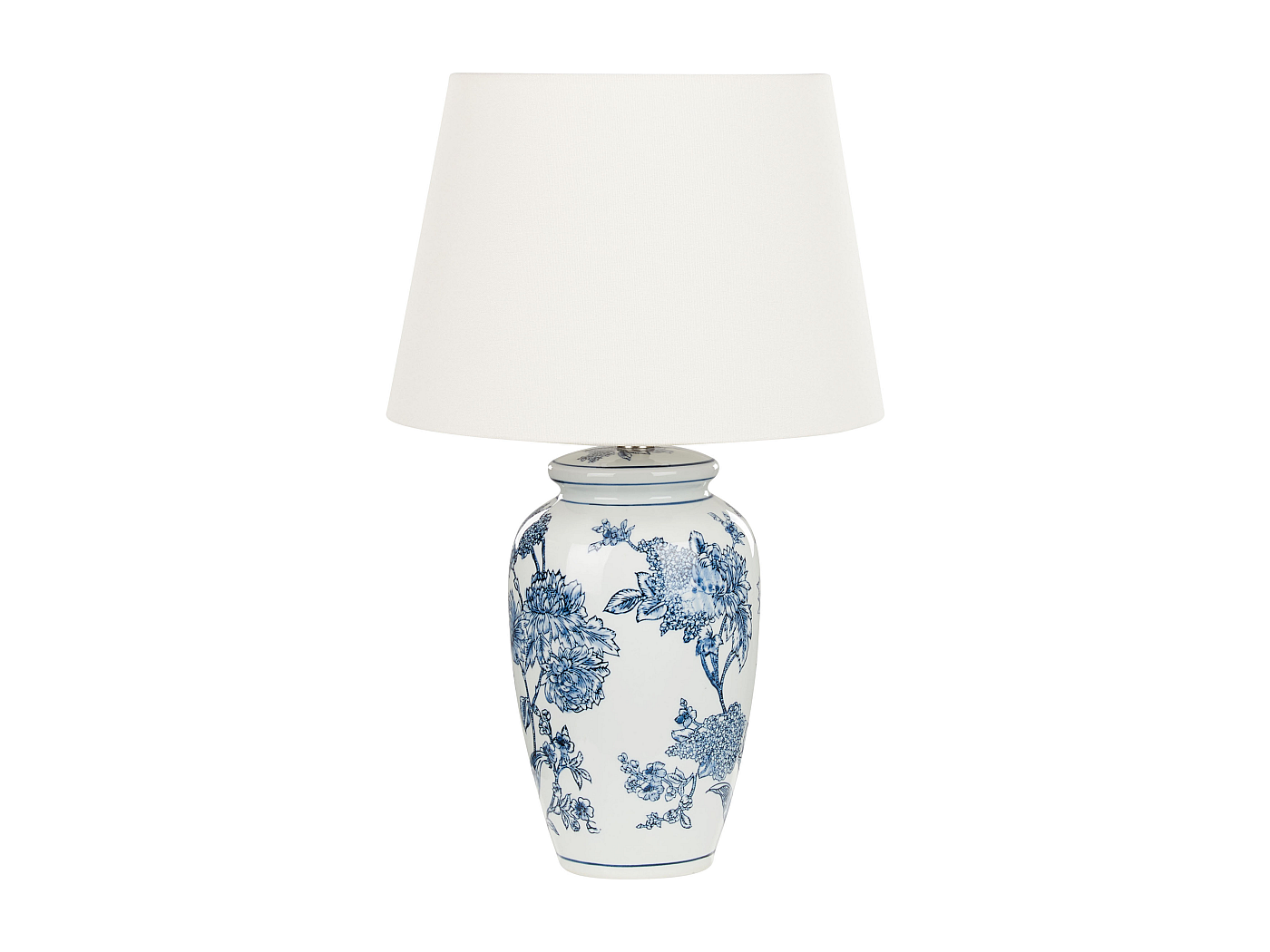 Lampada Da Tavolo In Miniatura Per Casa Delle Bambole - Porcellana Con Fiori Blu, Gialli E Rosa - Scala 1:12