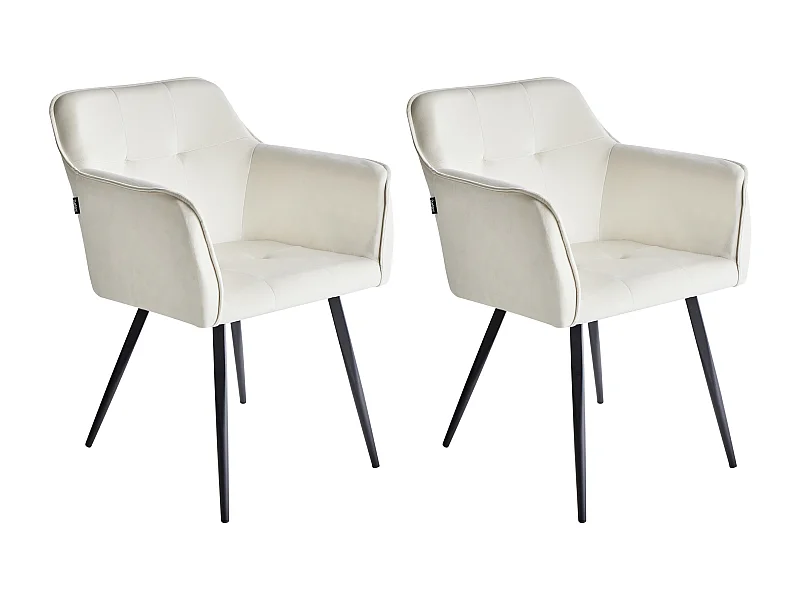 Lot de 2 chaises de salle à manger JASMIN Velours Beige clair