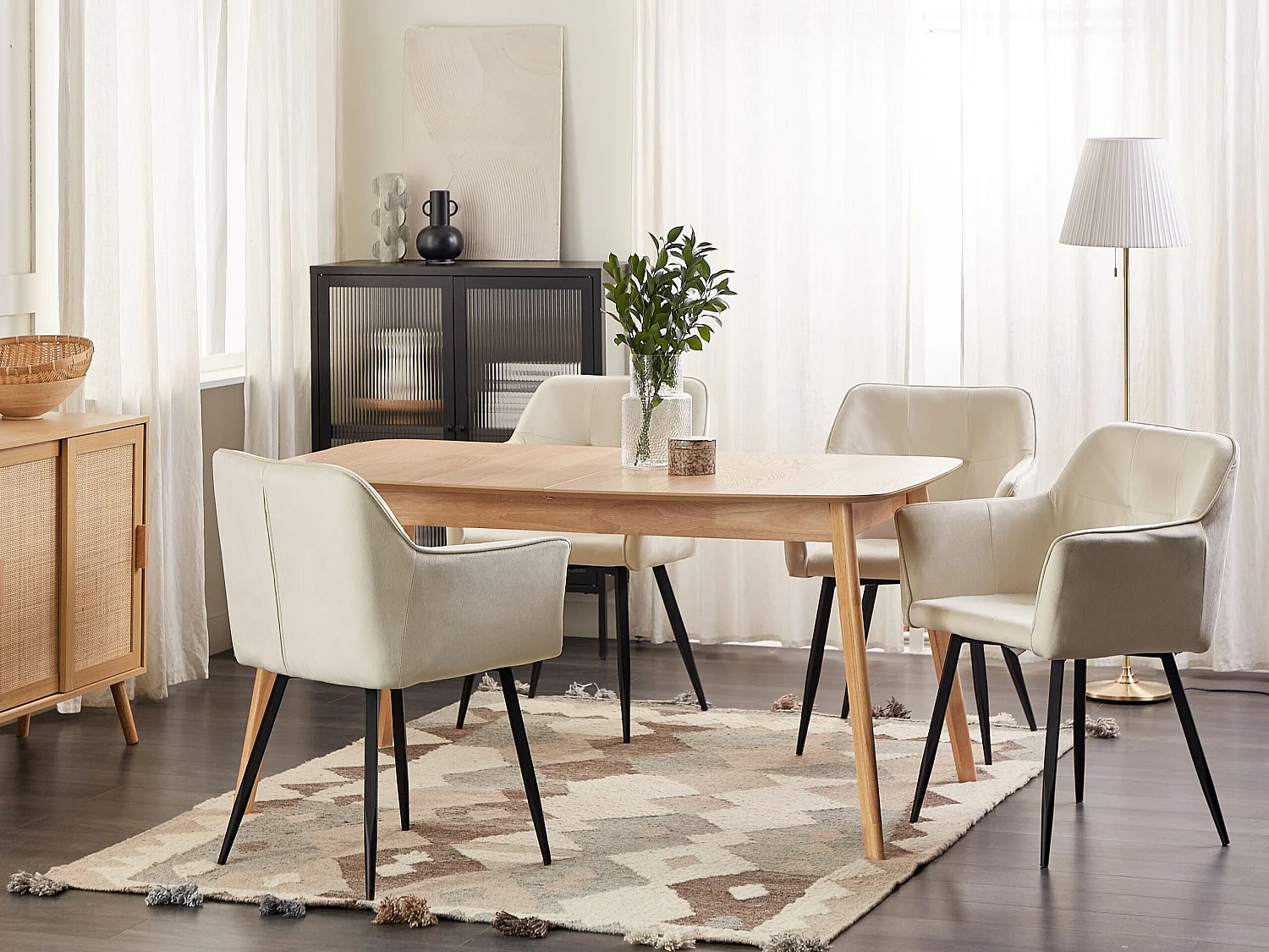 Lot de 2 chaises de salle à manger JASMIN Velours Beige clair