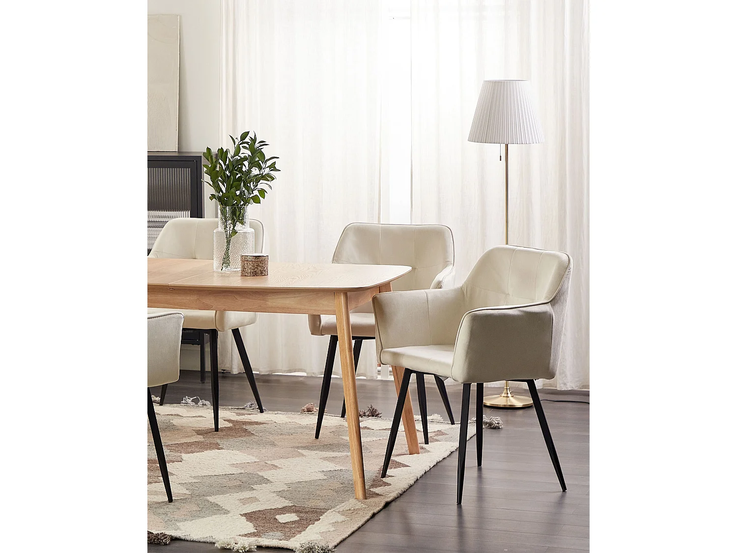 Lot de 2 chaises de salle à manger JASMIN Velours Crème