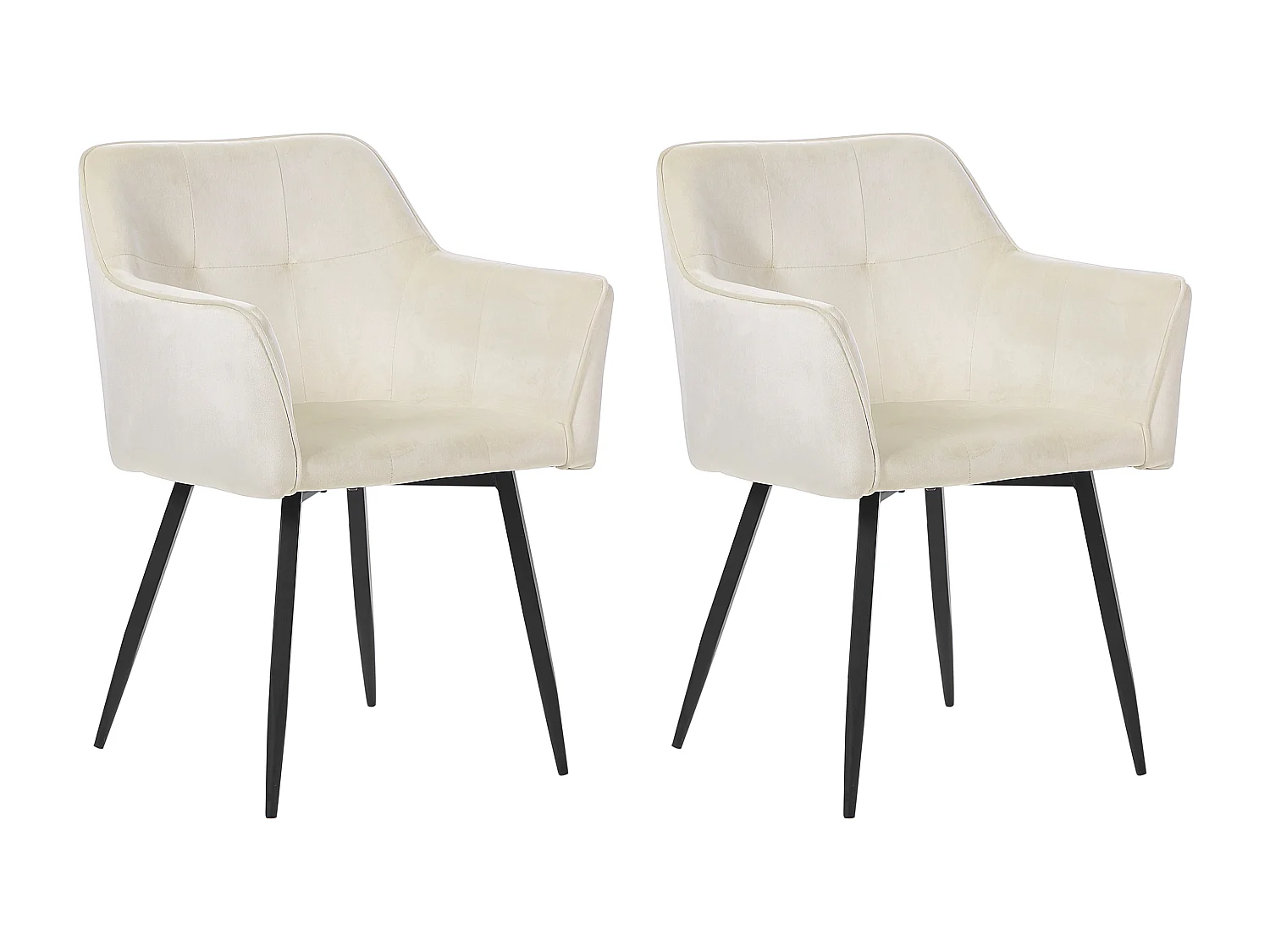 Set van 2 eetkamerstoelen JASMIN Fluweel Crème