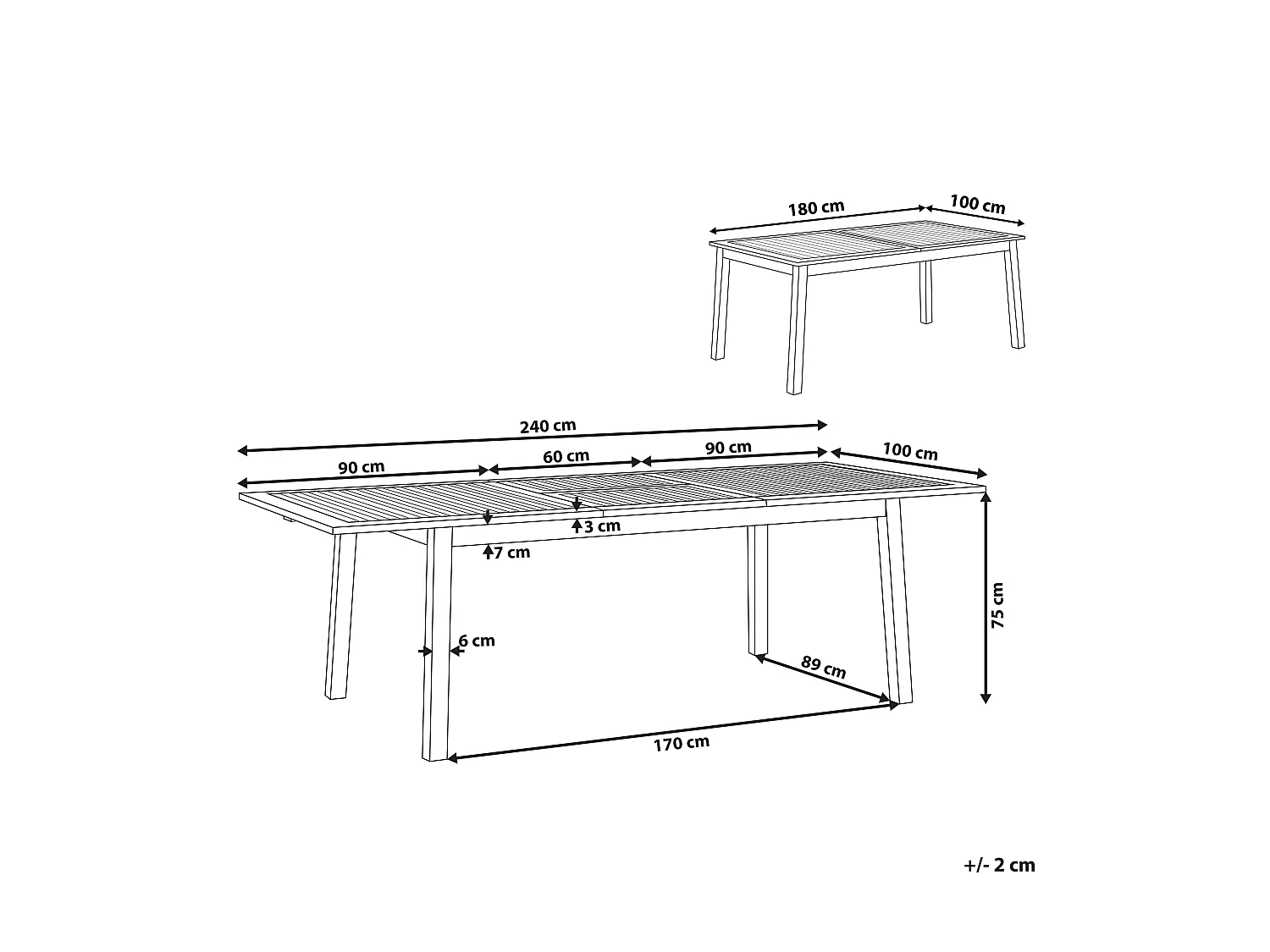 Table de salle à manger de jardin extensible CESANA 180/240 cm 100 cm Acacia Marron foncé