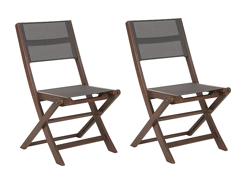 Gartenstuhlset 2er Set Akazienholz dunkelbraun Bespannung grau klappbar Cesana