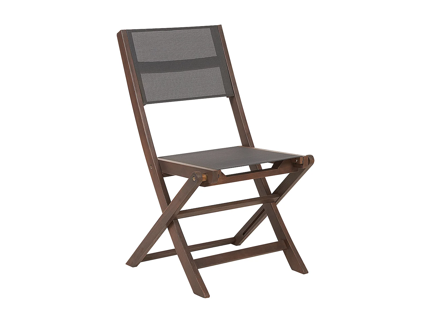 Gartenstuhlset 2er Set Akazienholz dunkelbraun Bespannung grau klappbar Cesana