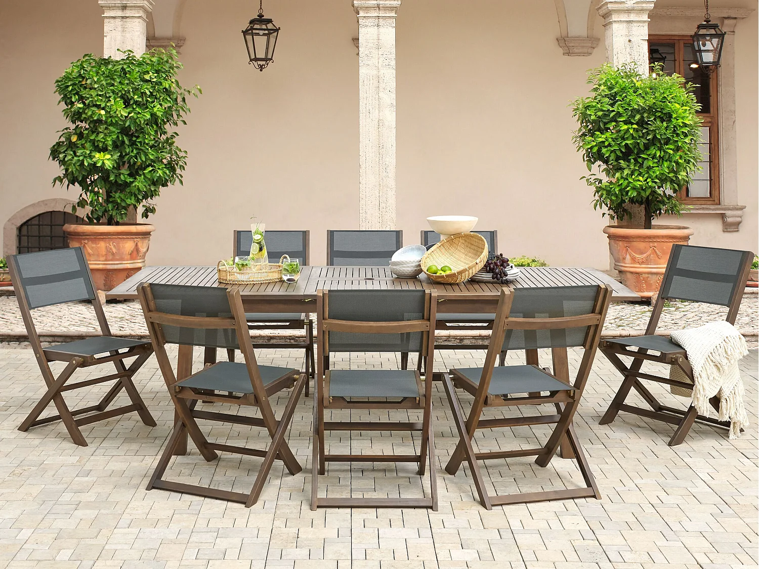 Set of 2 Garden Chairs CESANA Acacia Wood Dark Brown