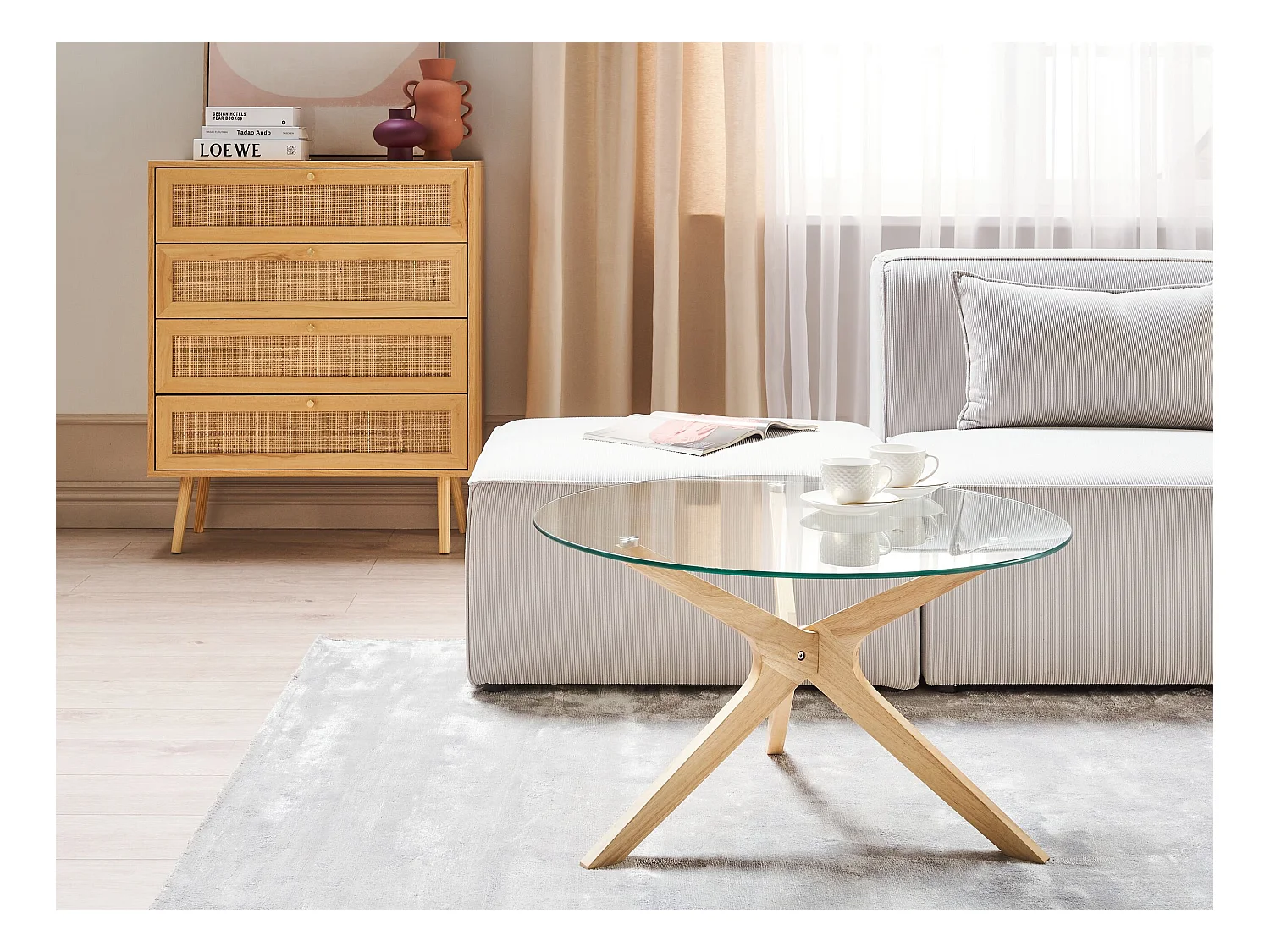 Salontafel VALLEY Veiligheidsglas Lichtbruin