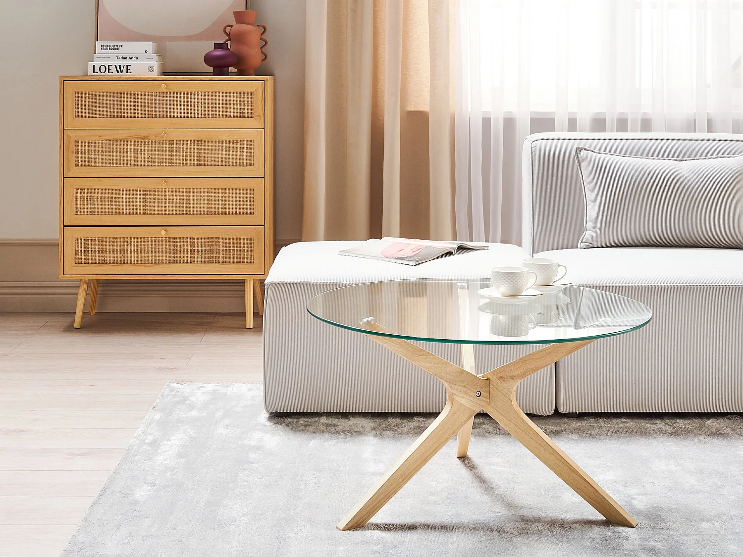 Table basse VALLEY Verre de sécurité Marron clair