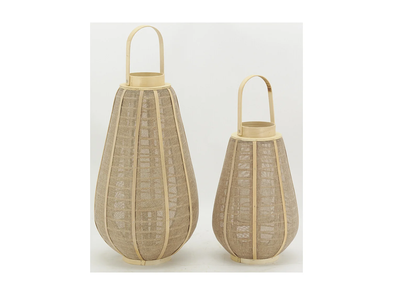 Lanterne bois et jute naturel H 55