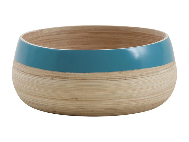 Corbeille en bambou naturel et bleu