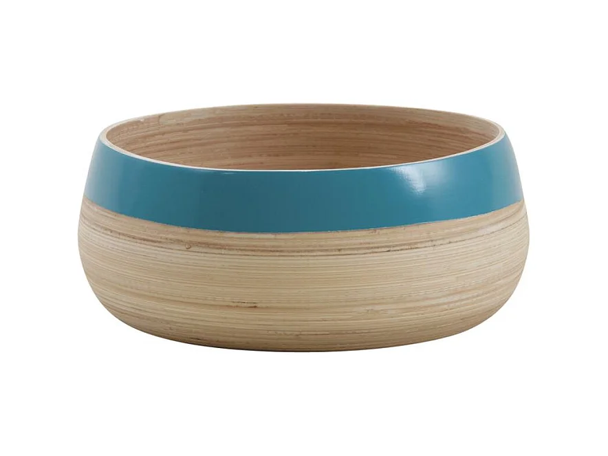 Corbeille en bambou naturel et bleu