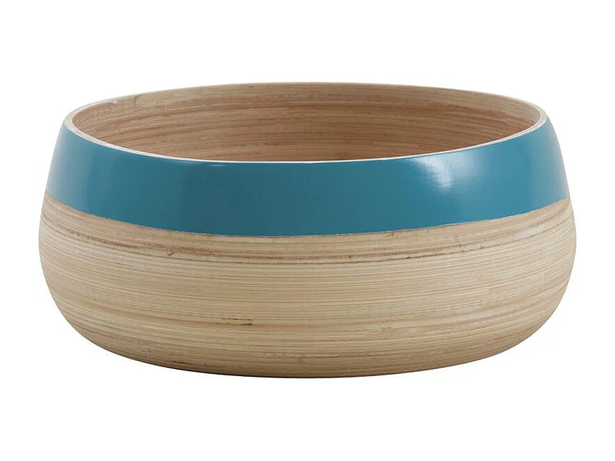 Corbeille en bambou naturel et bleu