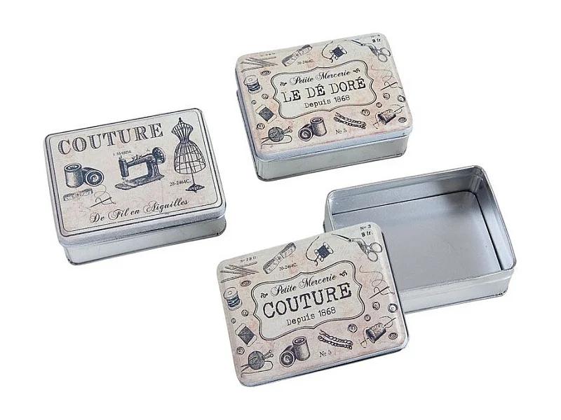 Boite en métal galvanisé Couture (Lot de 6)