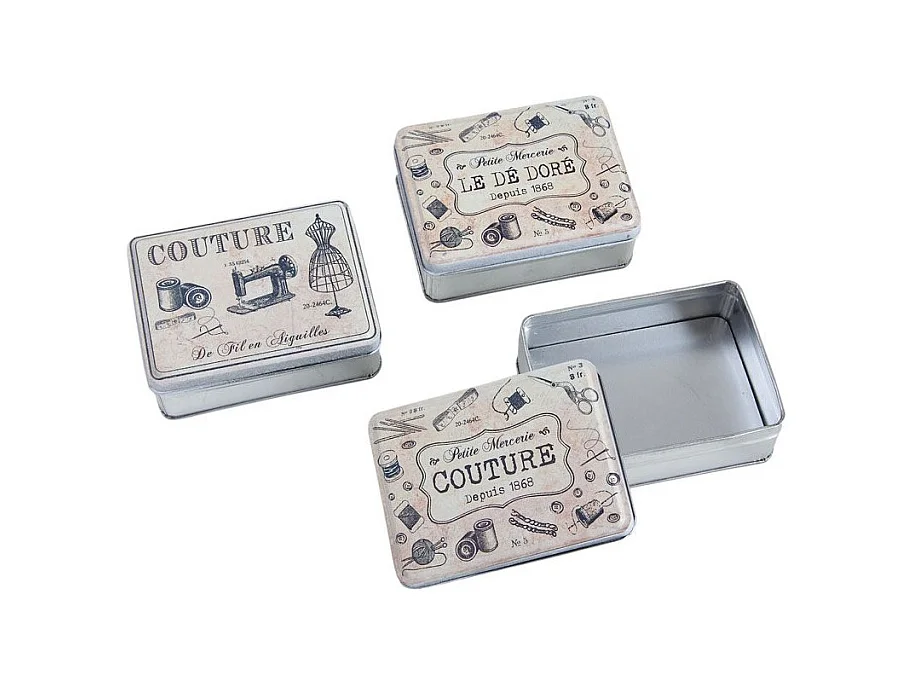 Boite en métal galvanisé Couture (Lot de 6)