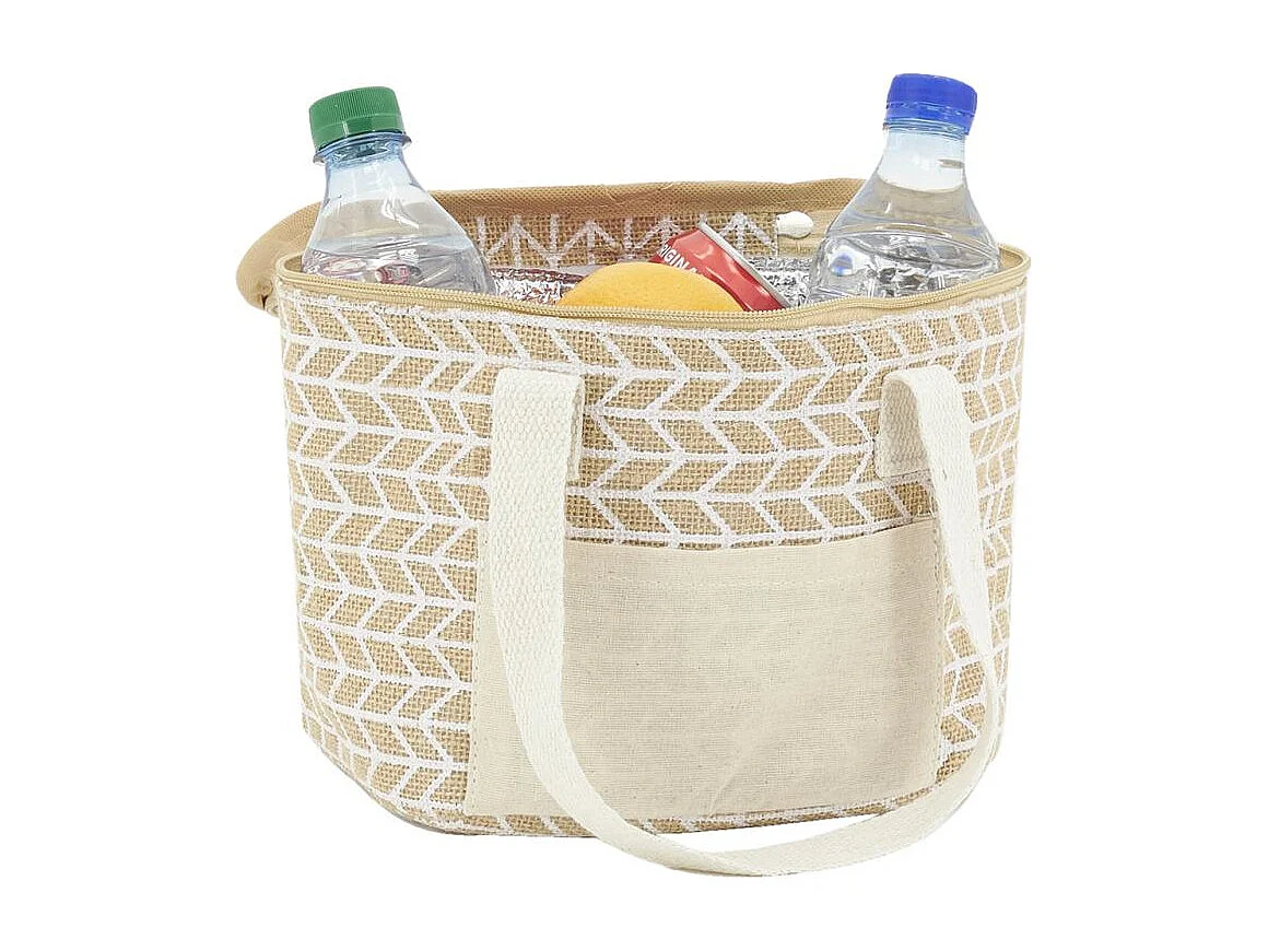 Sac lunch isotherme en jute Géométrique 20x15x15