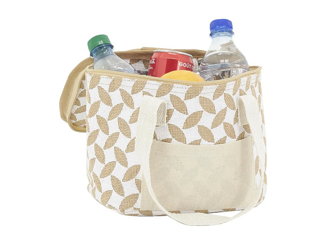 Sac lunch isotherme en jute Feuille 20x15x15