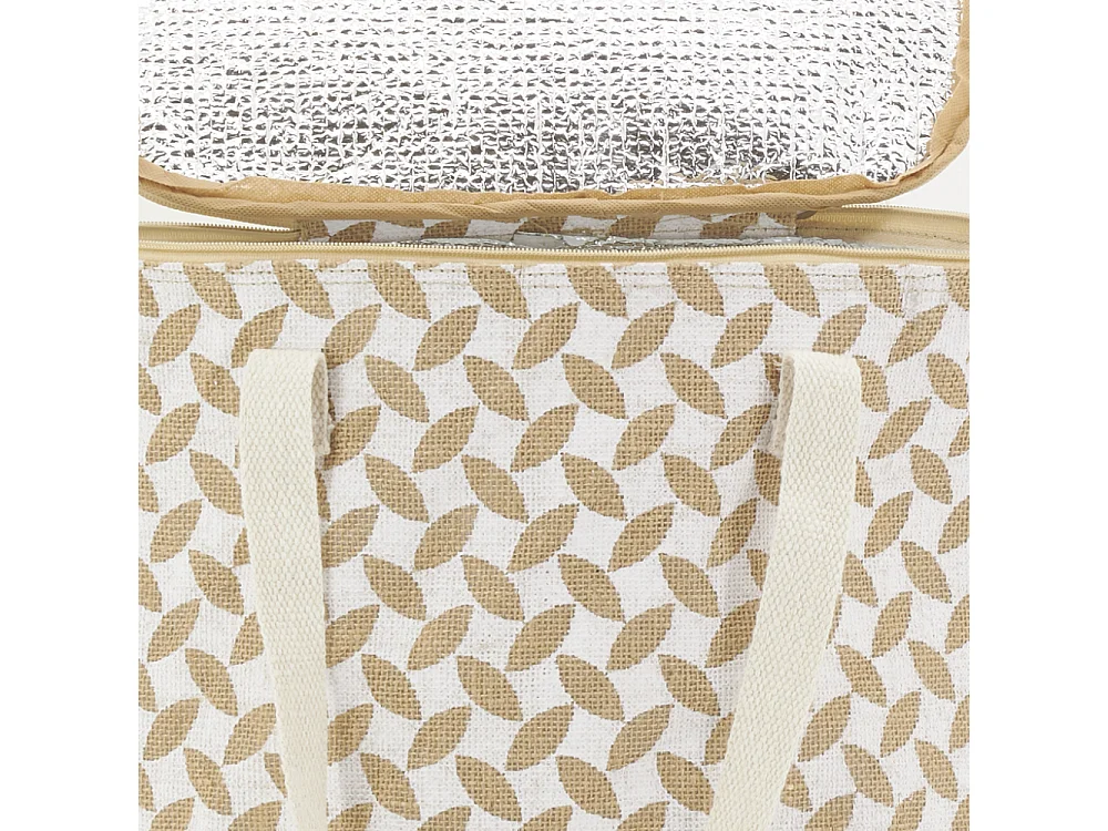Sac lunch isotherme en jute Feuille 32x15x39