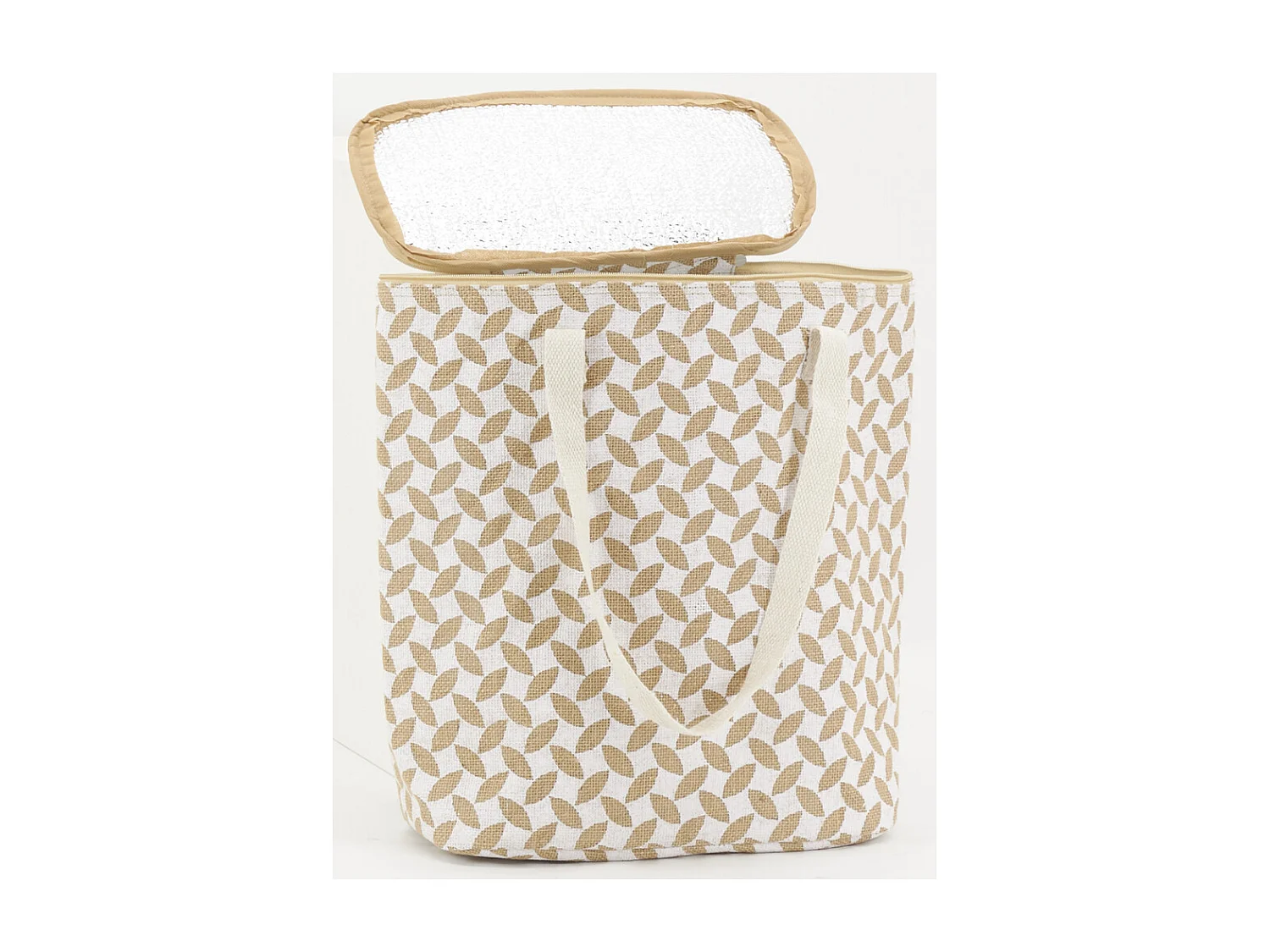 Sac lunch isotherme en jute Feuille 32x15x39
