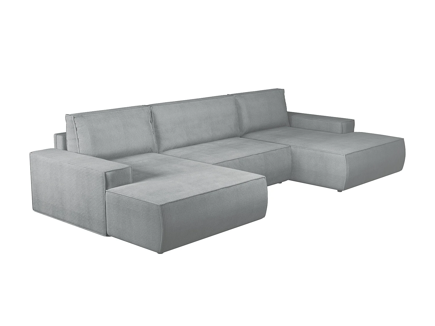 Große Wohnlandschaft mit Schlaffunktion - Cord - Hellgrau - AMELIA