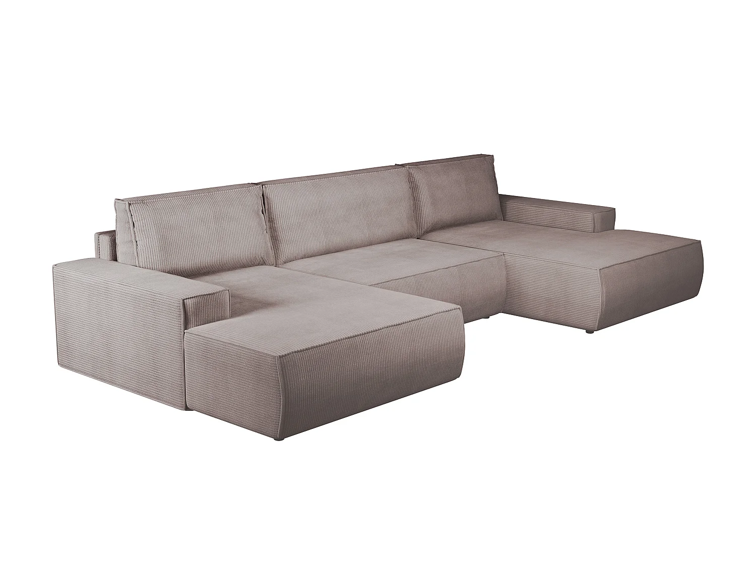 XXL hoekslaapbank van lichtpaars ribfluweel AMELIA