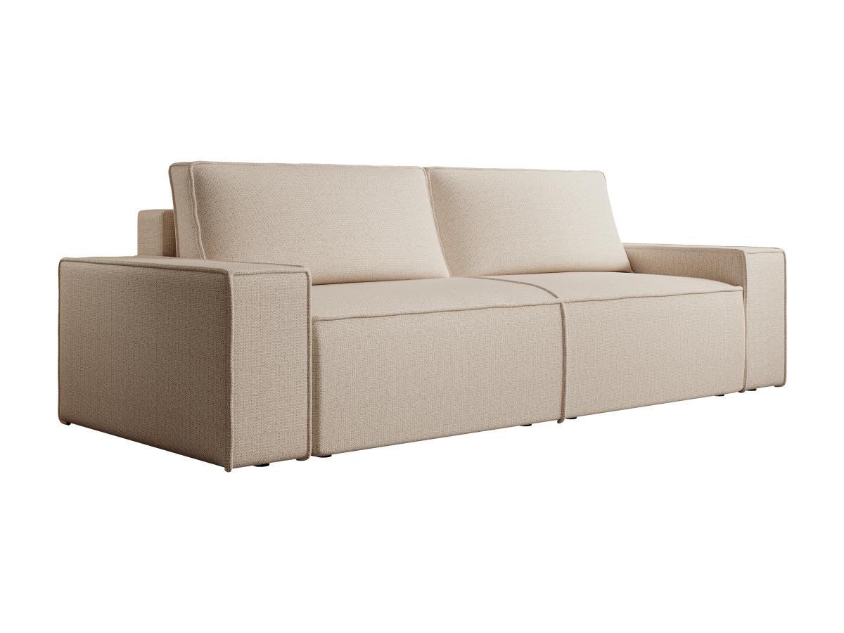 Sofa 4-Sitzer - Mit Schlaffunktion - Strukturstoff - Beige - AMELIA günstig online kaufen