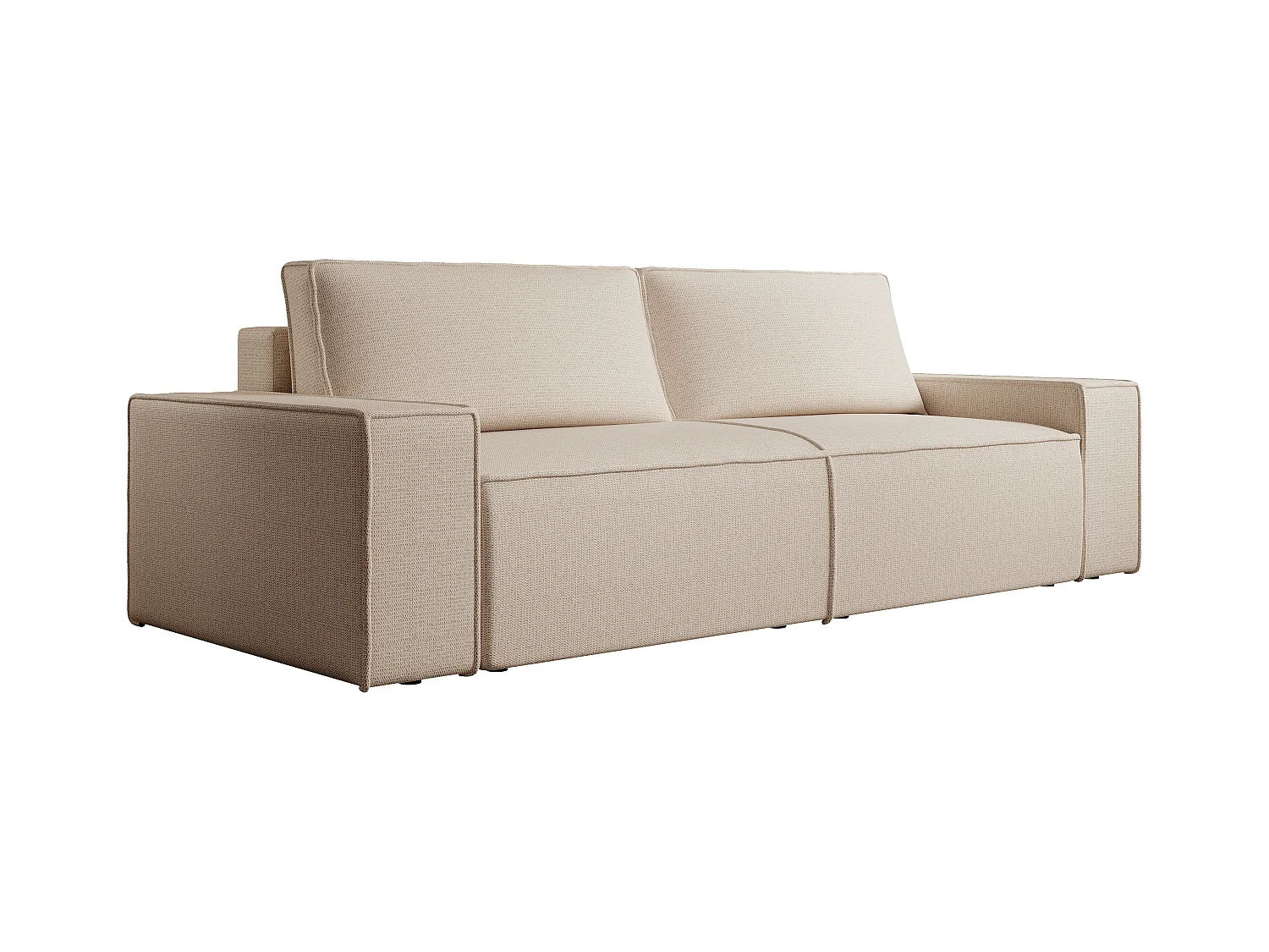 Sofa 4-Sitzer - Mit Schlaffunktion - Strukturstoff - Beige - AMELIA