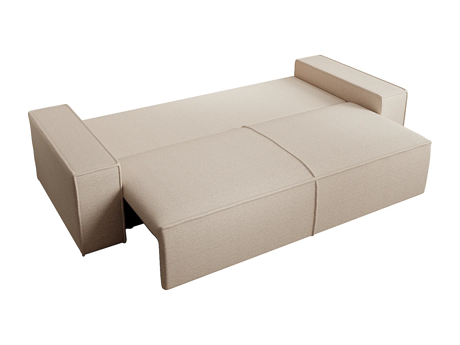 Canapé 4 places convertible en tissu texturé beige AMELIA