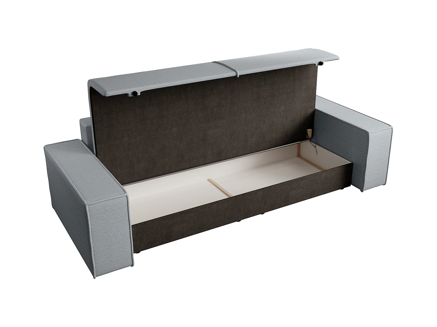 Sofa 4-Sitzer - Mit Schlaffunktion - Strukturstoff - Grau - AMELIA