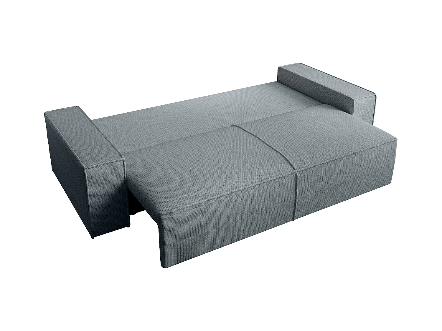 Vierzitsslaapbank van blauw velours met textuur AMELIA