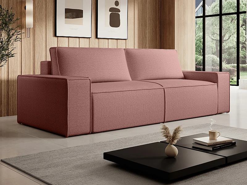 Sofá cama de 4 plazas de terciopelo terracota AMELIA