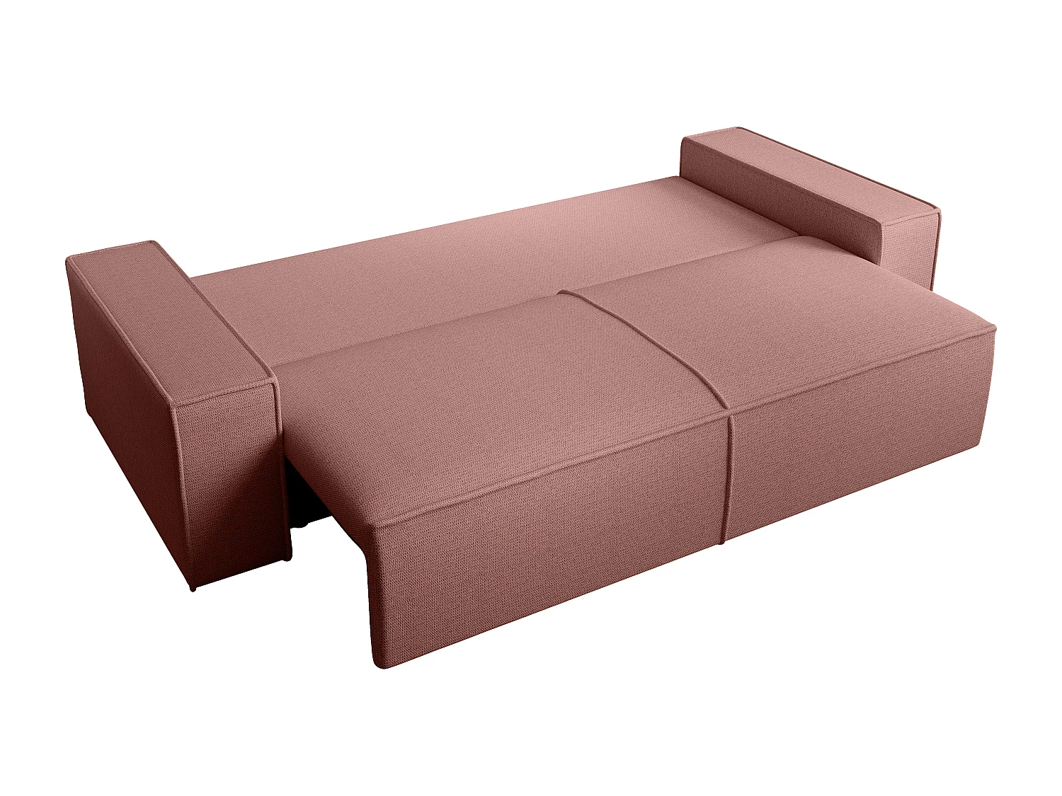 Canapé 4 places convertible en tissu texturé terracotta AMELIA