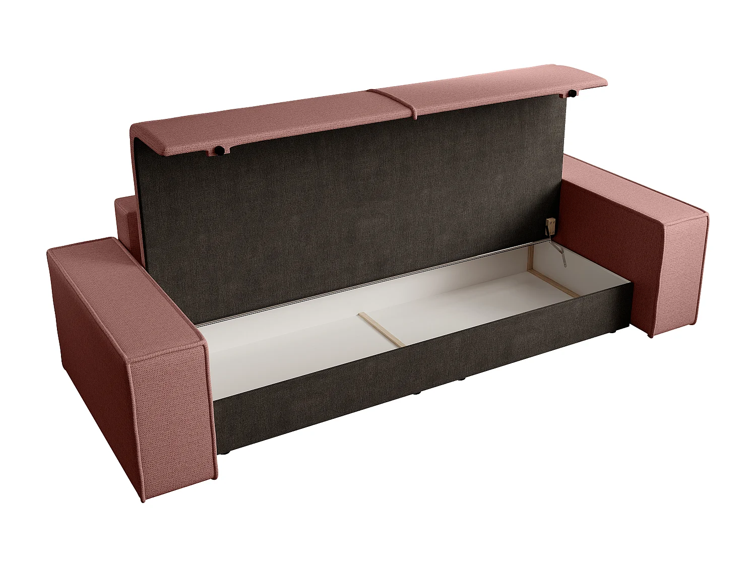Sofa 4-Sitzer - Mit Schlaffunktion - Strukturstoff - Terracotta - AMELIA