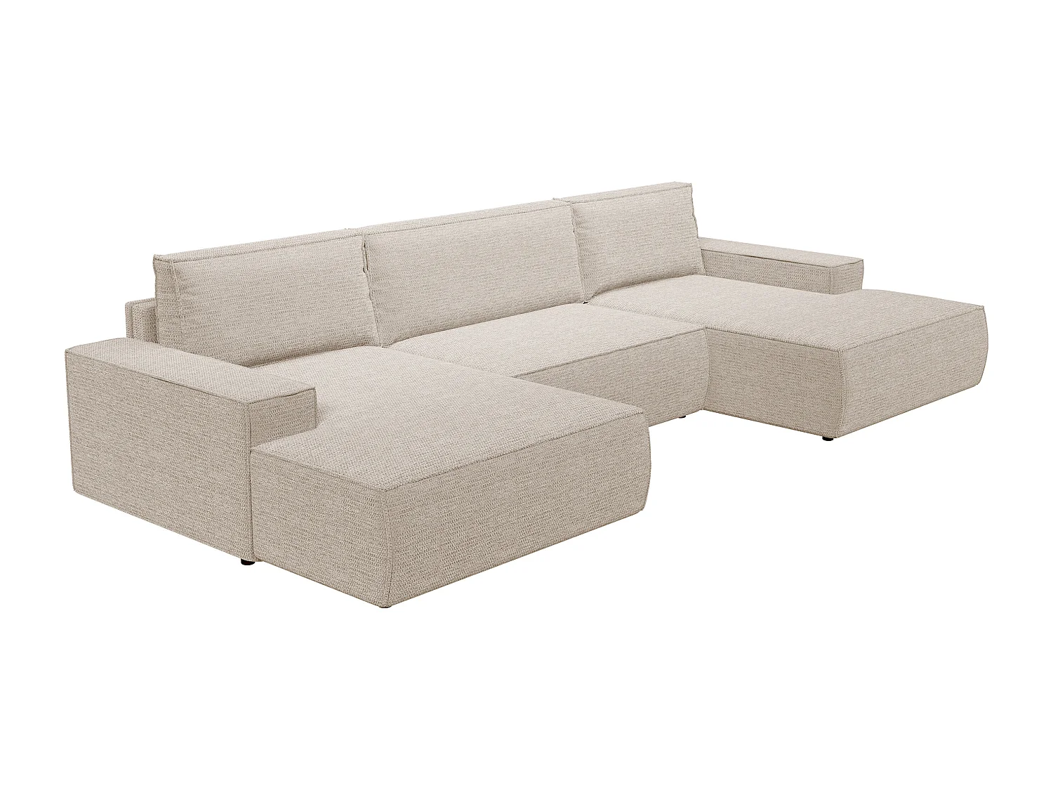 XXL U-vormige slaapbank in beige textuurstof – AMELIA