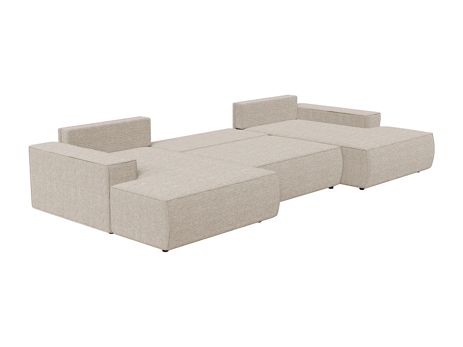 XXL U-vormige slaapbank in beige textuurstof – AMELIA