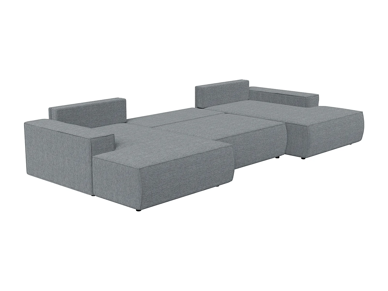 Grand canapé d'angle panoramique convertible en tissu texturé gris AMELIA