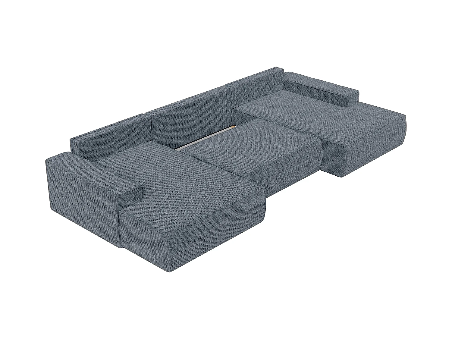 Divano letto angolare panoramico in Tessuto testurizzato Blu - AMELIA