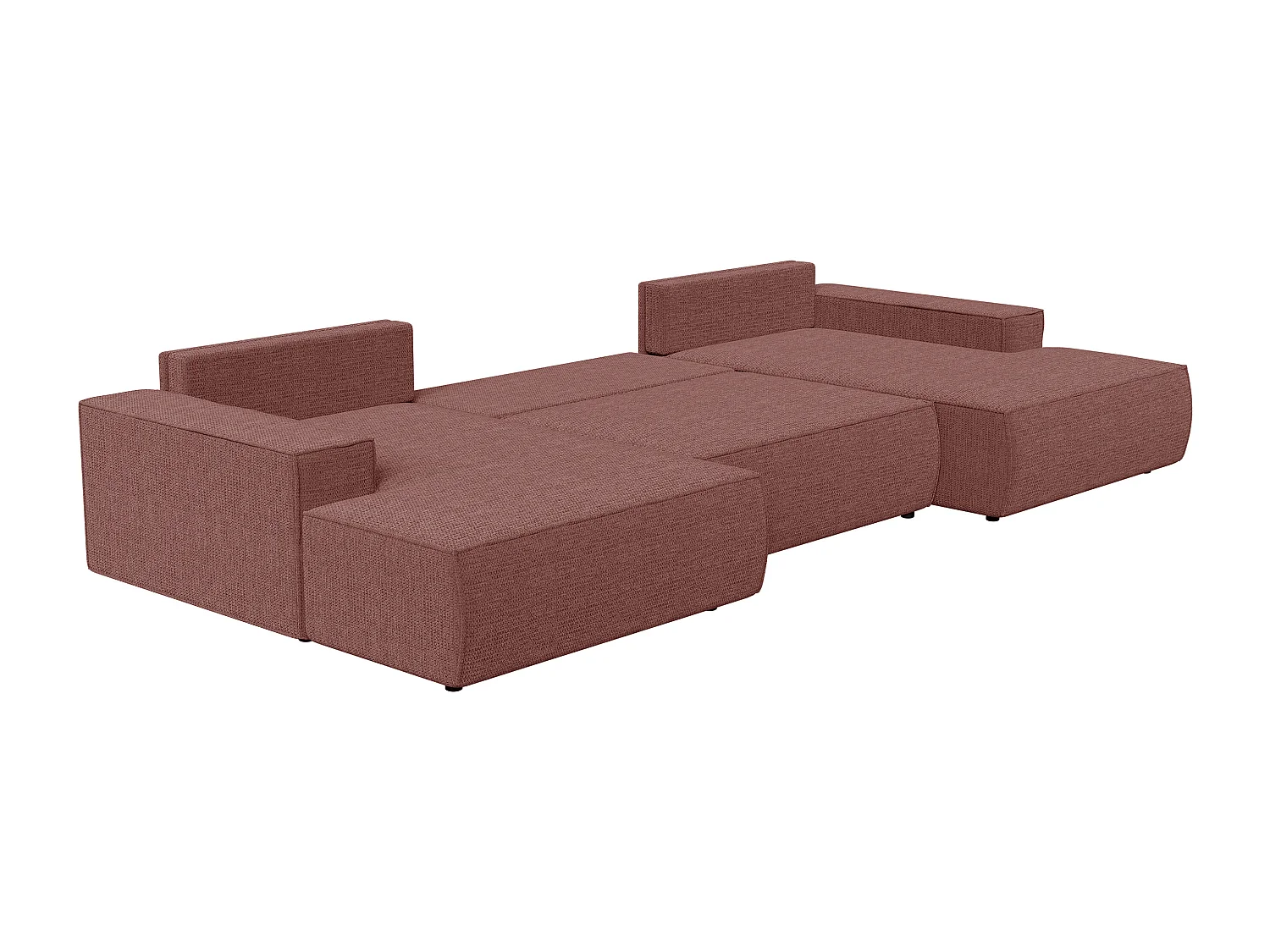 XXL U-vormige slaapbank in terracottakleurige textuurstof – AMELIA