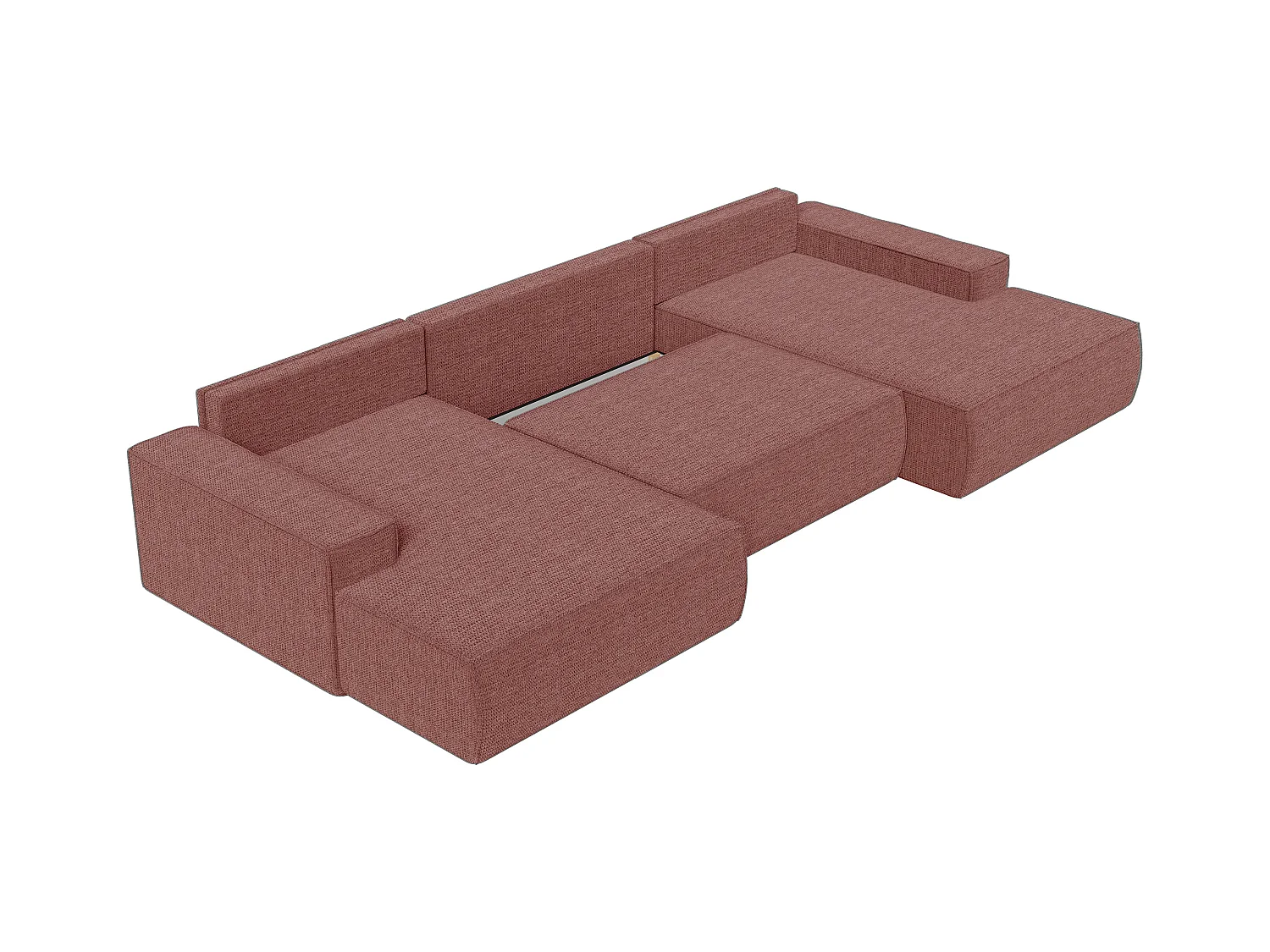 Große Wohnlandschaft mit Schlaffunktion - Strukturstoff - Terracotta - AMELIA