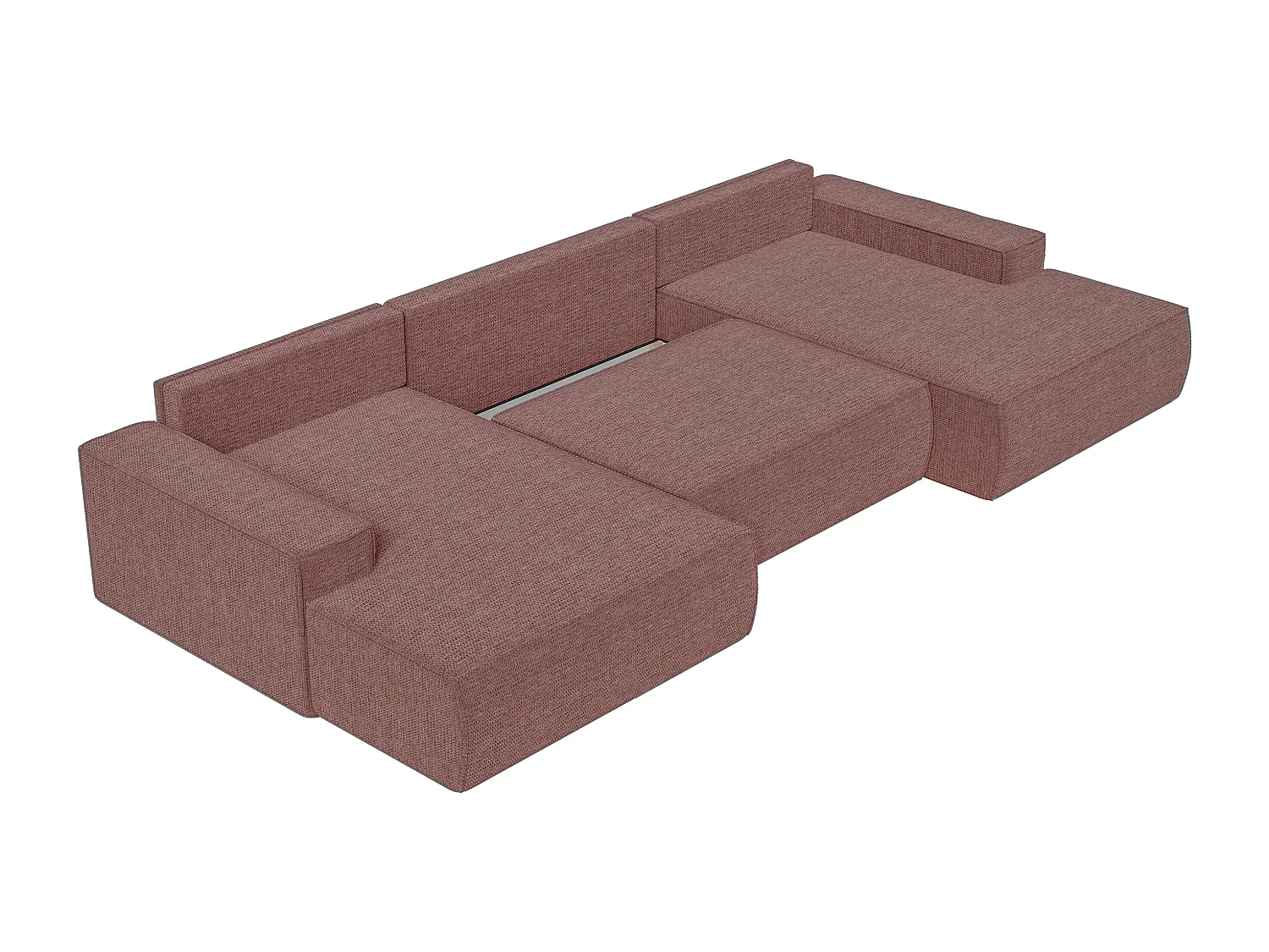 XXL U-vormige slaapbank in terracottakleurige textuurstof – AMELIA